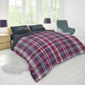 Checkered Tartan Deep Pink Colored Duvet Cover 1