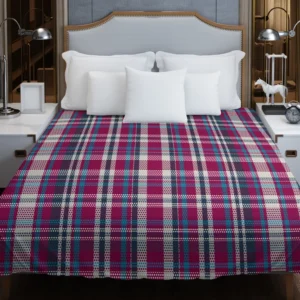 Checkered Tartan Deep Pink Colored Duvet Cover