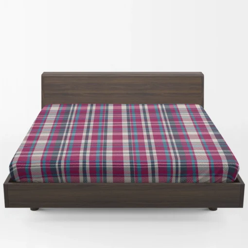 Checkered Tartan Deep Pink Colored Fitted Sheet 1