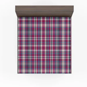 Checkered Tartan Deep Pink Colored Fitted Sheet