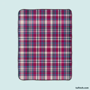 Checkered Tartan Deep Pink Colored Fleece Blanket 1