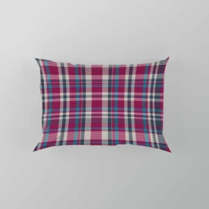 Checkered Tartan Deep Pink Colored Pillow Case