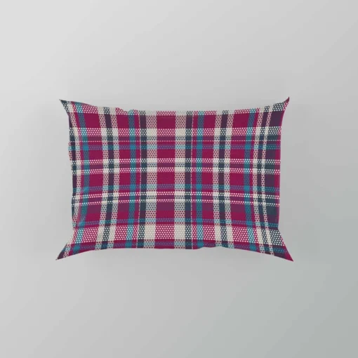 Checkered Tartan Deep Pink Colored Pillow Case