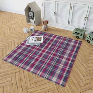 Checkered Tartan Deep Pink Colored Rug 1