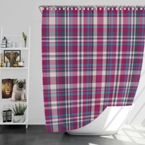 Checkered Tartan Deep Pink Colored Shower Curtain