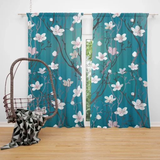 Cherry Blossom Flowers Pattern Curtain