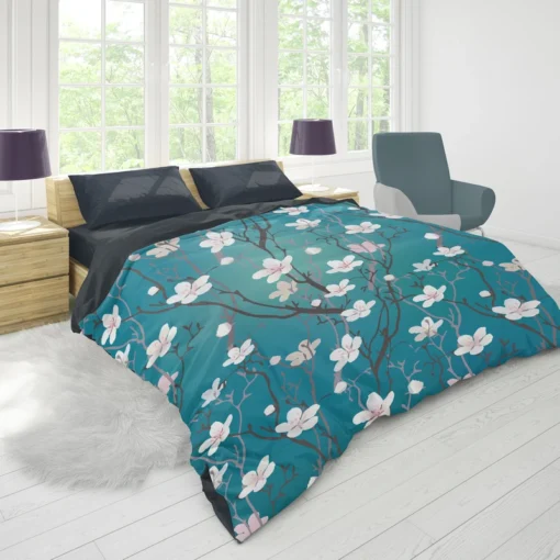 Cherry Blossom Flowers Pattern Duvet Cover 1