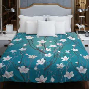 Cherry Blossom Flowers Pattern Duvet Cover