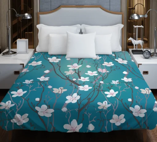 Cherry Blossom Flowers Pattern Duvet Cover