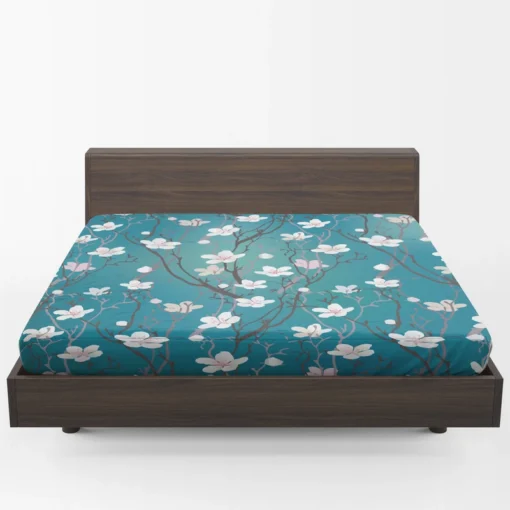 Cherry Blossom Flowers Pattern Fitted Sheet 1