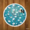 Cherry Blossom Flowers Pattern Round Beach Towel