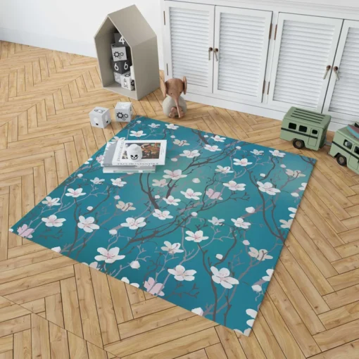 Cherry Blossom Flowers Pattern Rug 1