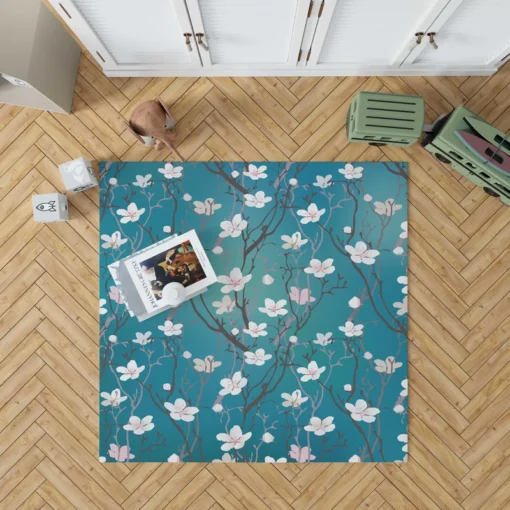 Cherry Blossom Flowers Pattern Rug