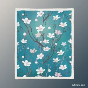 Cherry Blossom Flowers Pattern Sherpa Fleece Blanket 1