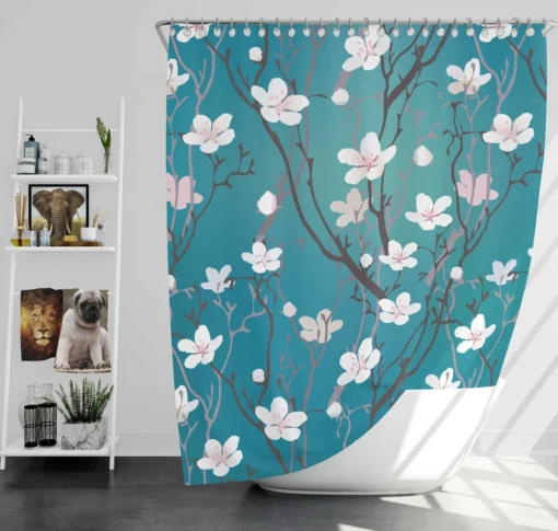 Cherry Blossom Flowers Pattern Shower Curtain