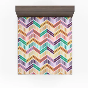 Chevron Design Flat Stripes Pattern Fitted Sheet