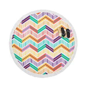 Chevron Design Flat Stripes Pattern Round Beach Towel