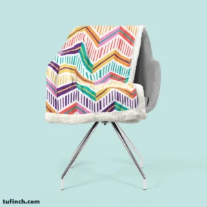 Chevron Design Flat Stripes Pattern Sherpa Fleece Blanket 2