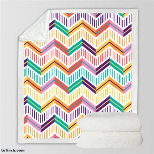 Chevron Design Flat Stripes Pattern Sherpa Fleece Blanket