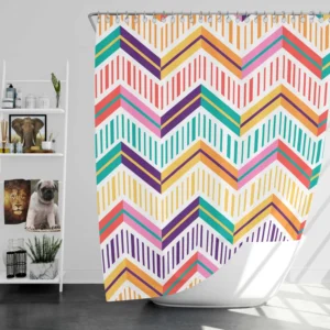 Chevron Design Flat Stripes Pattern Shower Curtain