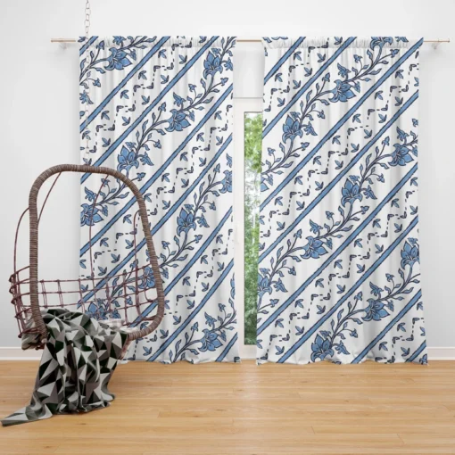 Chinese Blue Toile Pattern Curtain