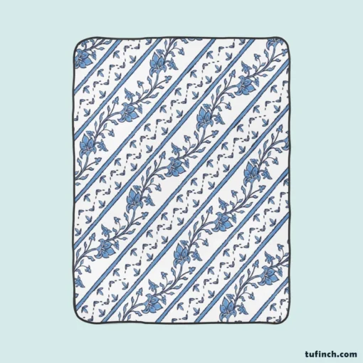 Chinese Blue Toile Pattern Fleece Blanket 1