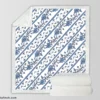 Chinese Blue Toile Pattern Sherpa Fleece Blanket