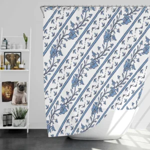 Chinese Blue Toile Pattern Shower Curtain