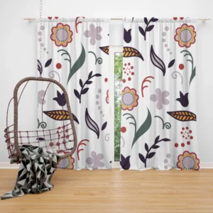 Chinese Drawing Floral Pattern Curtain