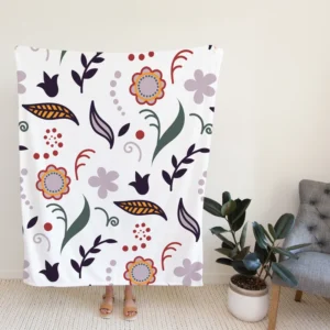 Chinese Drawing Floral Pattern Fleece Blanket