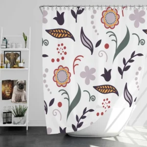 Chinese Drawing Floral Pattern Shower Curtain