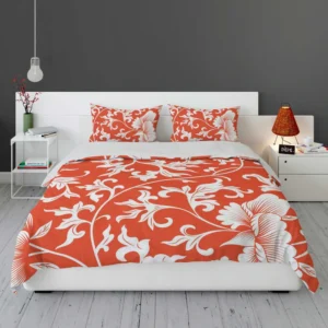 Chinese Floral Orange Background Bedding Set 1