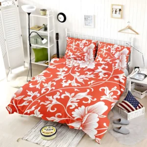 Chinese Floral Orange Background Bedding Set