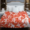 Chinese Floral Orange Background Duvet Cover