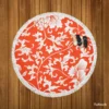 Chinese Floral Orange Background Round Beach Towel