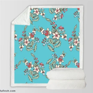 Chinese Style Vintage Flowers Sherpa Fleece Blanket