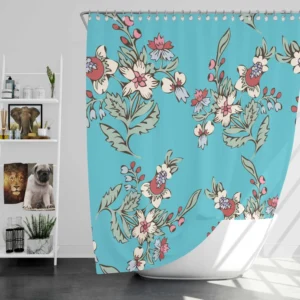 Chinese Style Vintage Flowers Shower Curtain