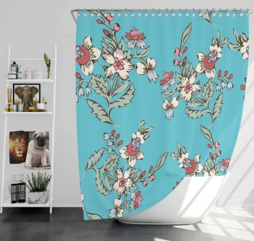 Chinese Style Vintage Flowers Shower Curtain