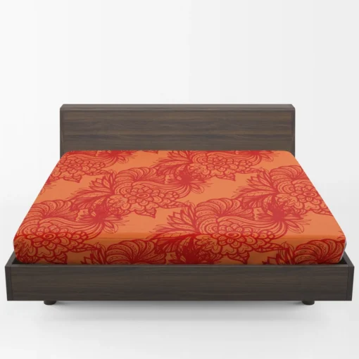 Chinese Styles Leaves Floral Fitted Sheet 1