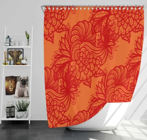 Chinese Styles Leaves Floral Shower Curtain