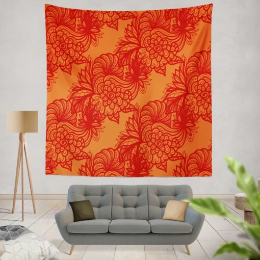 Chinese Styles Leaves Floral Wall Tapestry