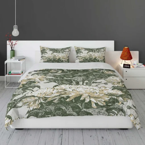 Chrysanthemum Flower Toile Pattern Bedding Set 1