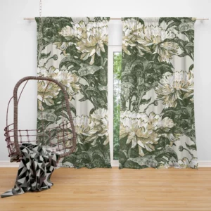 Chrysanthemum Flower Toile Pattern Curtain