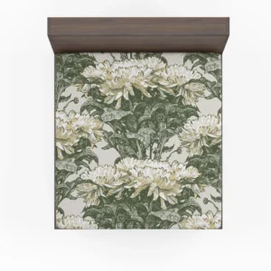 Chrysanthemum Flower Toile Pattern Fitted Sheet