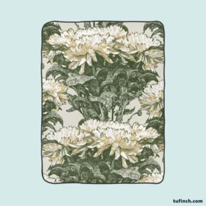 Chrysanthemum Flower Toile Pattern Fleece Blanket 1