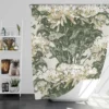 Chrysanthemum Flower Toile Pattern Shower Curtain