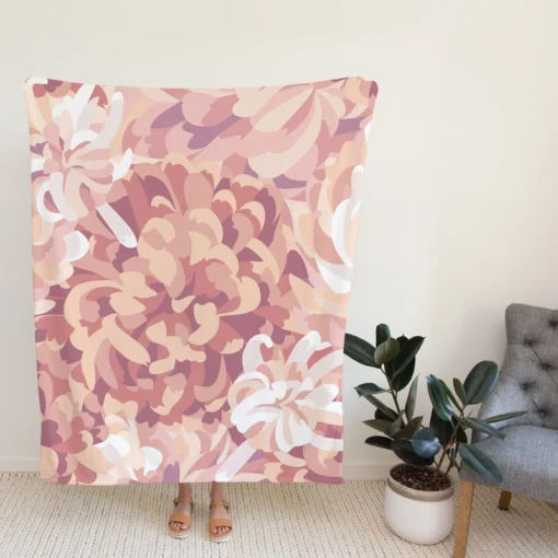 Chrysanthemums Floral Pattern Fleece Blanket