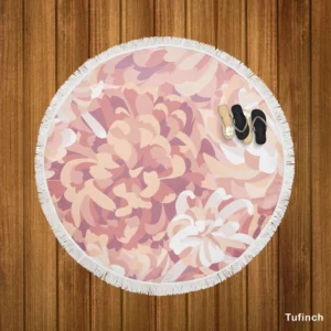 Chrysanthemums Floral Pattern Round Beach Towel