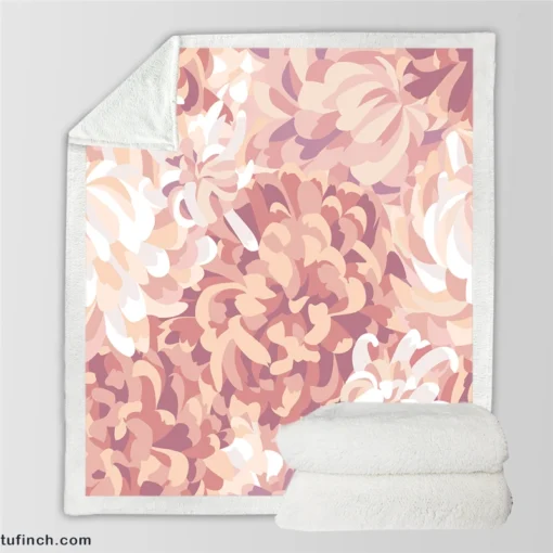 Chrysanthemums Floral Pattern Sherpa Fleece Blanket