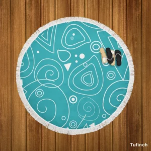 Circles Drops Geometric Shapes Round Beach Towel